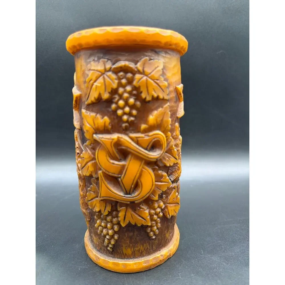 Vintage Sterling Vineyards Napa Valley Faux Carved Wood Wine Bottle Holder Vase